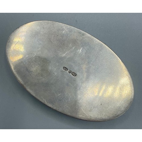 50 - Early 20th century David Andersen silver guilloche enamel pill box, alternating lilac and white stri... 