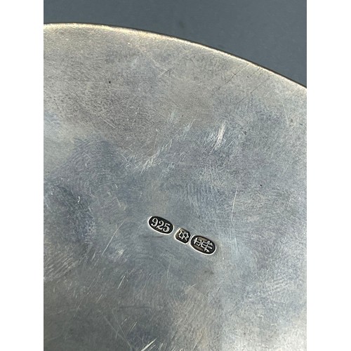 50 - Early 20th century David Andersen silver guilloche enamel pill box, alternating lilac and white stri... 