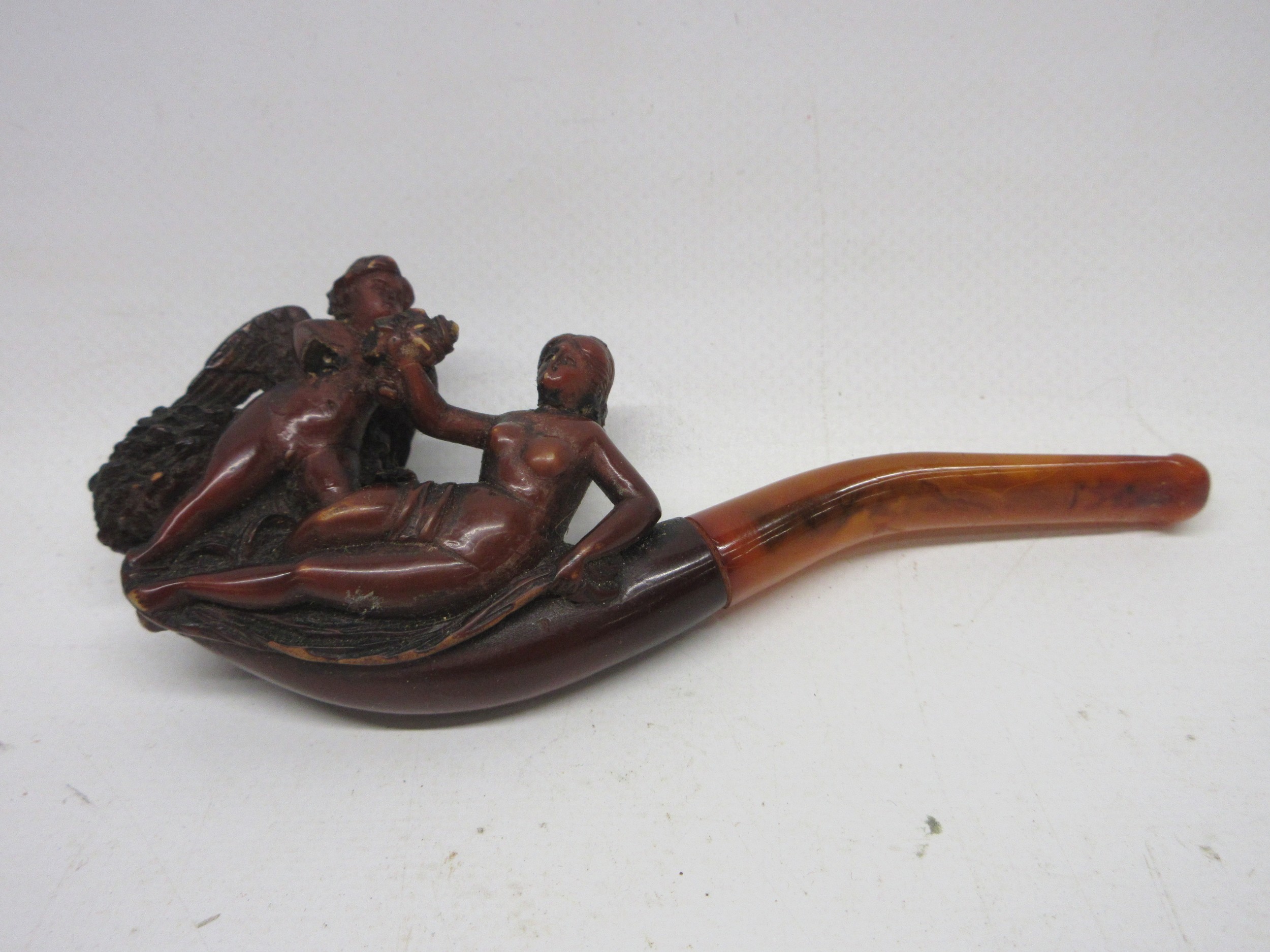Victorian hand-carved classical scene pipe/cheroot holder with custom ...