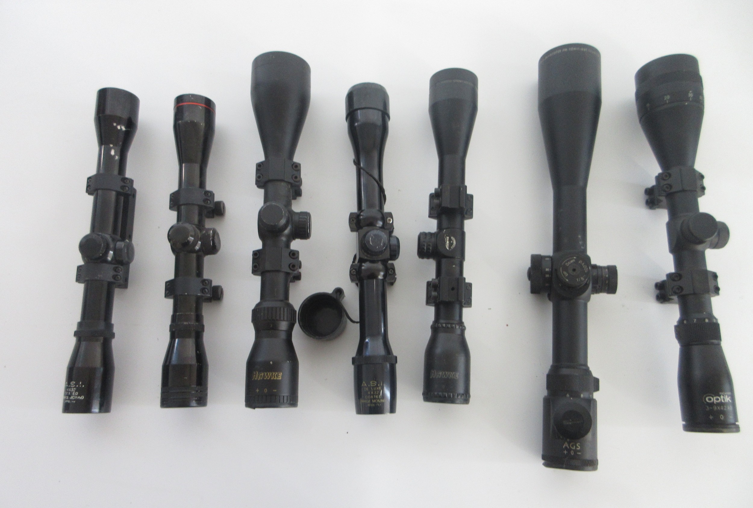 Collection of rifle scopes, Hawke, AGS, Optik etc. (7) Shipping £38.00 ...