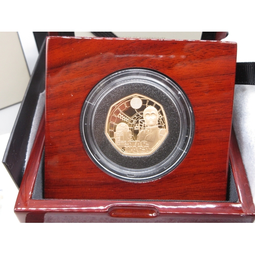 32 - The Royal Mint - Star Wars R2-D2 and C-3PO 2023 UK 50p Gold Proof Coin No.133/200, encapsulated in c... 