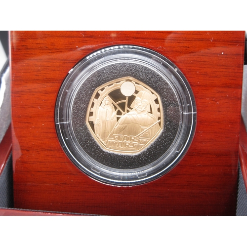 34 - The Royal Mint - Star Wars Darth Vader and Emperor Palpatine 2023 UK 50p Gold Proof Coin No.142/200,... 