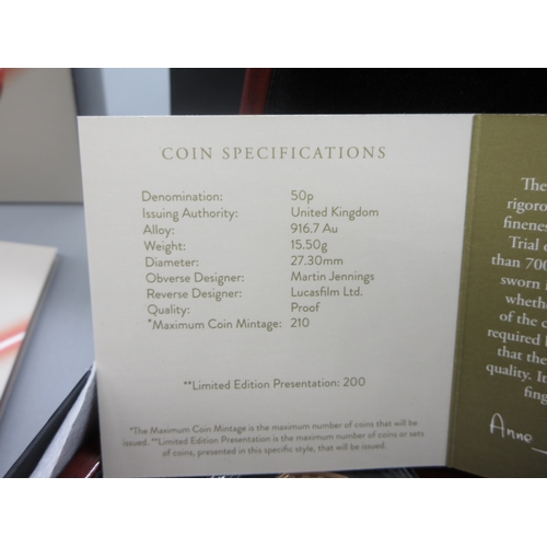 34 - The Royal Mint - Star Wars Darth Vader and Emperor Palpatine 2023 UK 50p Gold Proof Coin No.142/200,... 