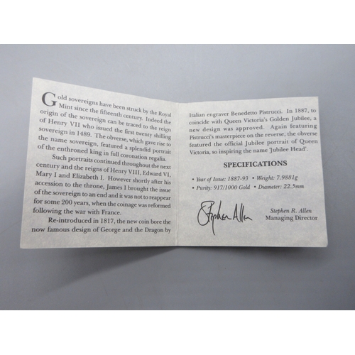 4 - Queen Victoria (1837-1901) 1889 Sovereign in case with COA

Bradley's shipping £28.00 plus vat (UK O... 