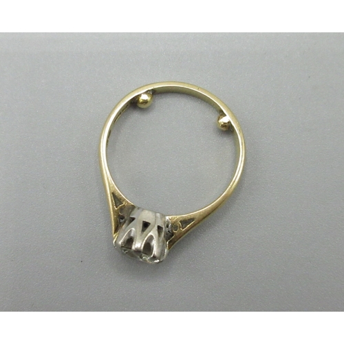 38 - 18ct yellow gold diamond solitaire ring, diamond set in white gold solitaire mount, approximately .7... 