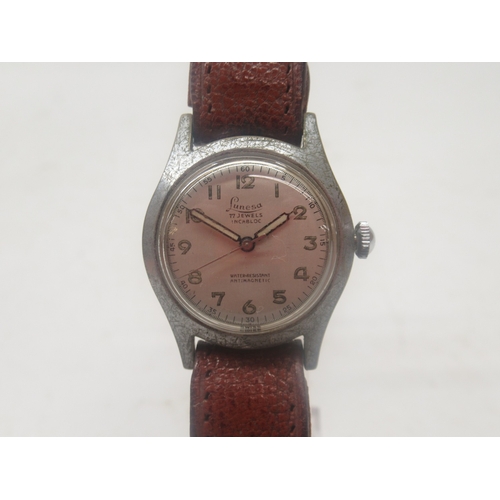 Lunesa/Elrex plated sports type wristwatch, signed silver Arabic dial ...