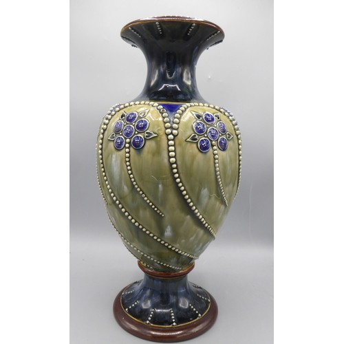 686 - Royal Doulton stoneware baluster vase, applied floral design, initialled 'PB', H34.5cm
Bradley's Shi... 