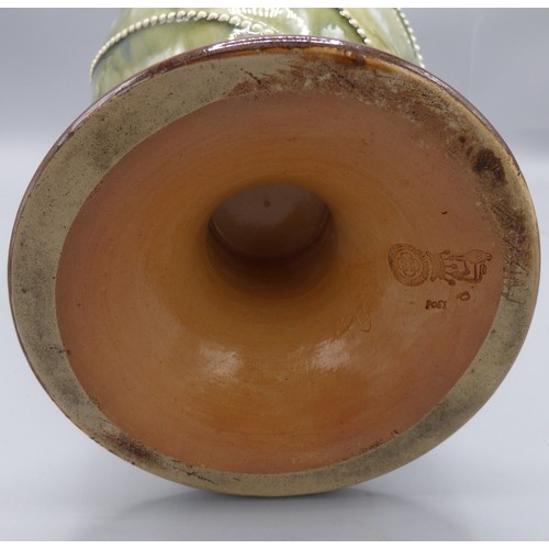 686 - Royal Doulton stoneware baluster vase, applied floral design, initialled 'PB', H34.5cm
Bradley's Shi... 