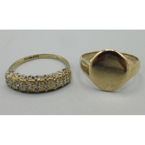 9ct yellow gold ring set with diamonds, stamped 375, size K, 9ct yellow ...