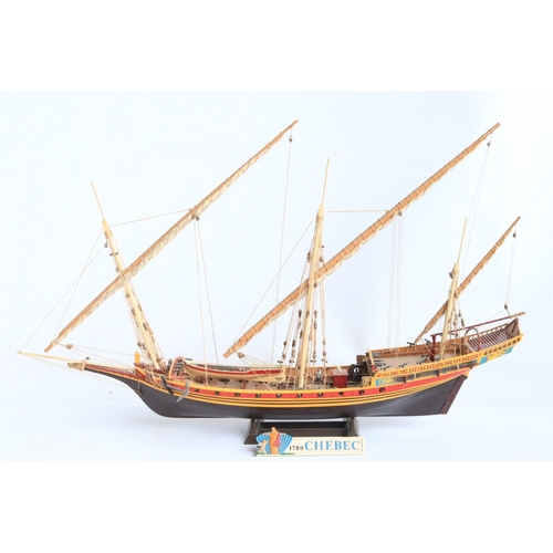Two kit built sailing ship models to include a small scale wooden plank ...