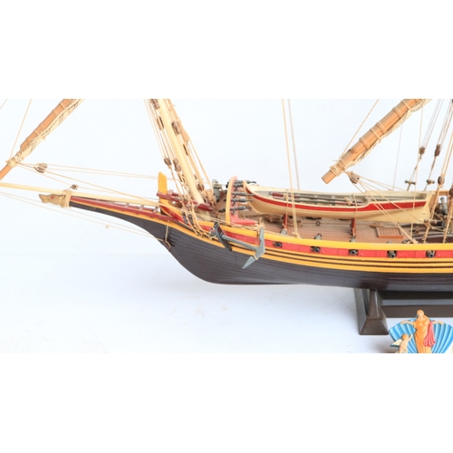 Two kit built sailing ship models to include a small scale wooden plank ...
