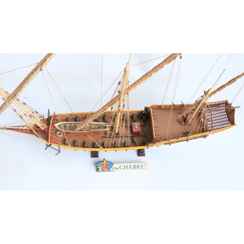 Two kit built sailing ship models to include a small scale wooden plank ...