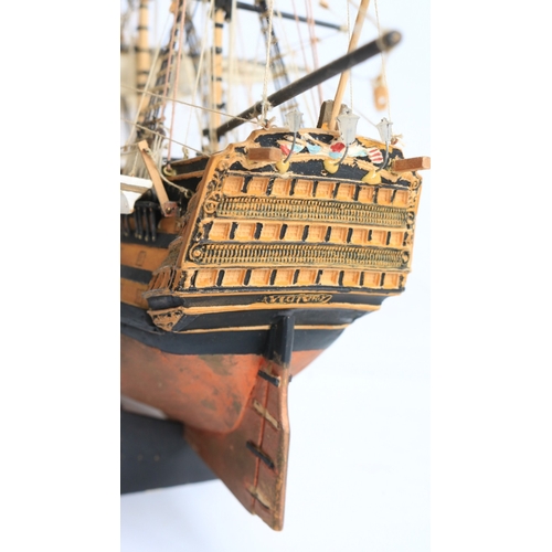 Two kit built sailing ship models to include a small scale wooden plank ...