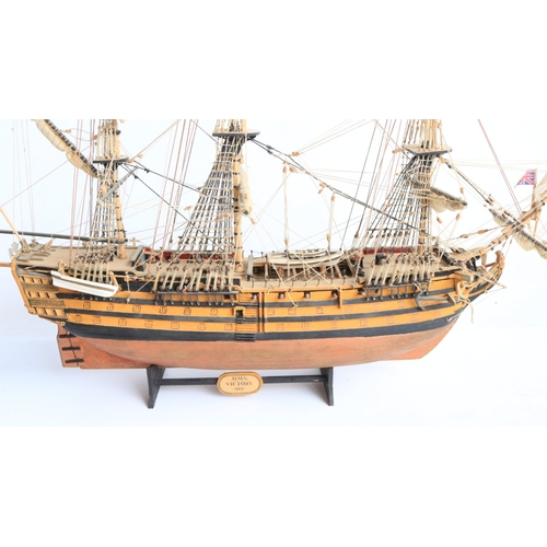 Two kit built sailing ship models to include a small scale wooden plank ...
