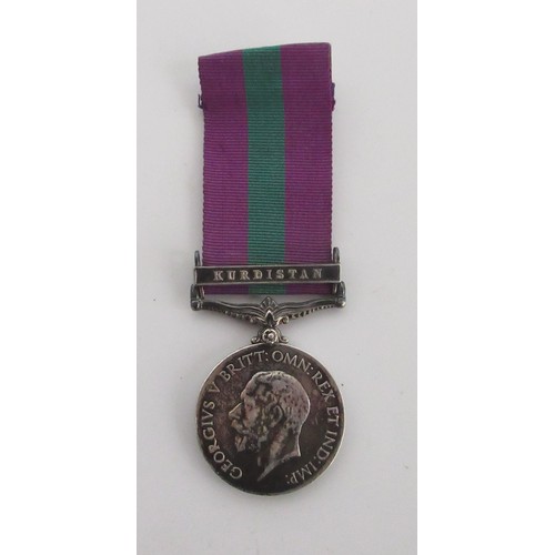 2 - General Service Medal George V with Kurdistan clasp, to L. Naik Bhagwansing Chhetri. 1/10th Gurkha R... 