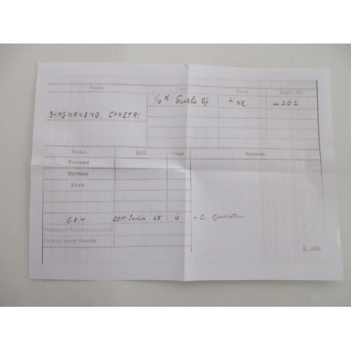 2 - General Service Medal George V with Kurdistan clasp, to L. Naik Bhagwansing Chhetri. 1/10th Gurkha R... 