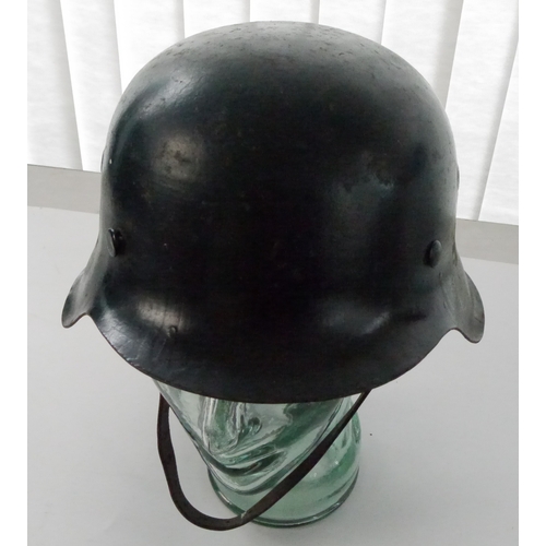 203 - WWII M42 Luftwaffe Helmet with original liner and chin strap, indistinct size stamp, Factory stamp 1... 