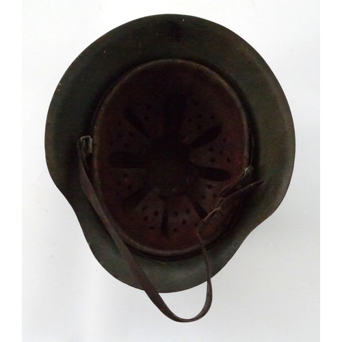203 - WWII M42 Luftwaffe Helmet with original liner and chin strap, indistinct size stamp, Factory stamp 1... 