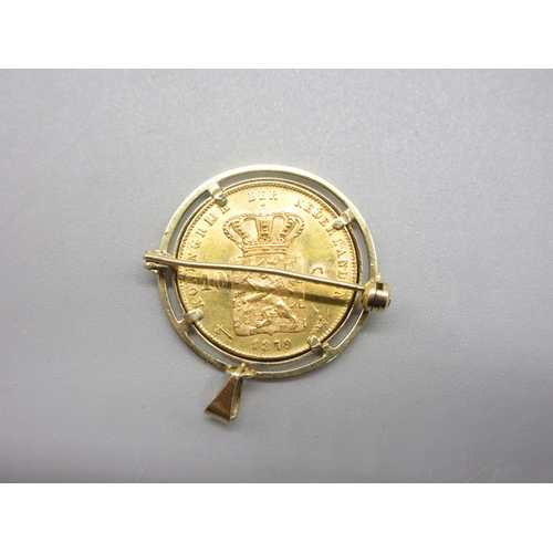 2 - Willem III (1849-90) 1879 10 Gulden, in 14ct mount, suspension clasp marked .585 (9.3g)

Bradley's s... 