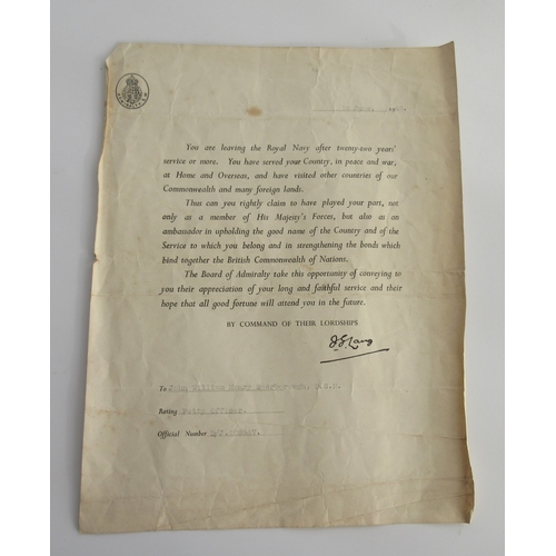 1 - Collection of Medals To D/J 108547 John William Henry Scarborough RN, who's Naval career began in Oc... 