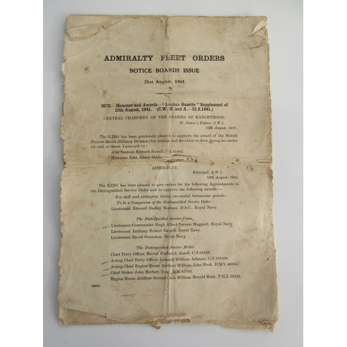 1 - Collection of Medals To D/J 108547 John William Henry Scarborough RN, who's Naval career began in Oc... 