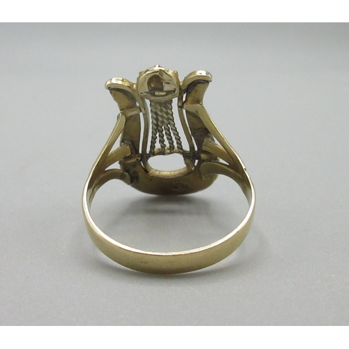 1036 - 18ct yellow gold Georgian mourning style ring set with pearl, stamped 18, size R, 3.5g

Bradleys shi... 