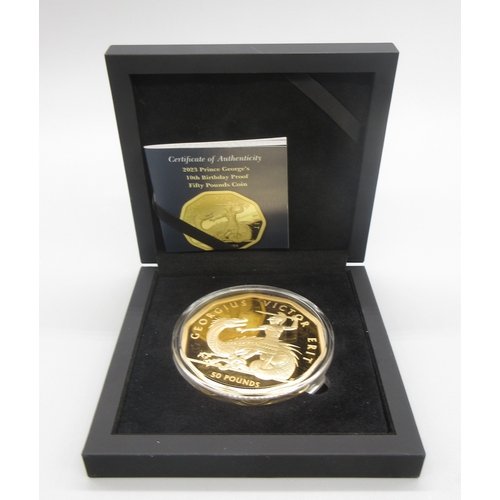 Hattons of London - 2023 Prince Georges 10th Birthday Proof Fifty Pounds Coin, Limited to just 10 coins, 22ct 5oz gold coin encapsulated in case with COA

Bradleys shipping £28.00 plus vat (UK Only)