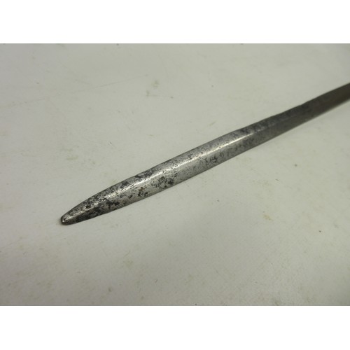 229 - 17th century English style cup-hilt rapier, 97cm double blade tapering to a blunted point; wooden gr... 