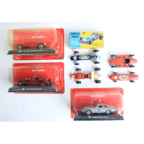 Collection of small scale diecast racing car models (mostly marked 1/43 ...