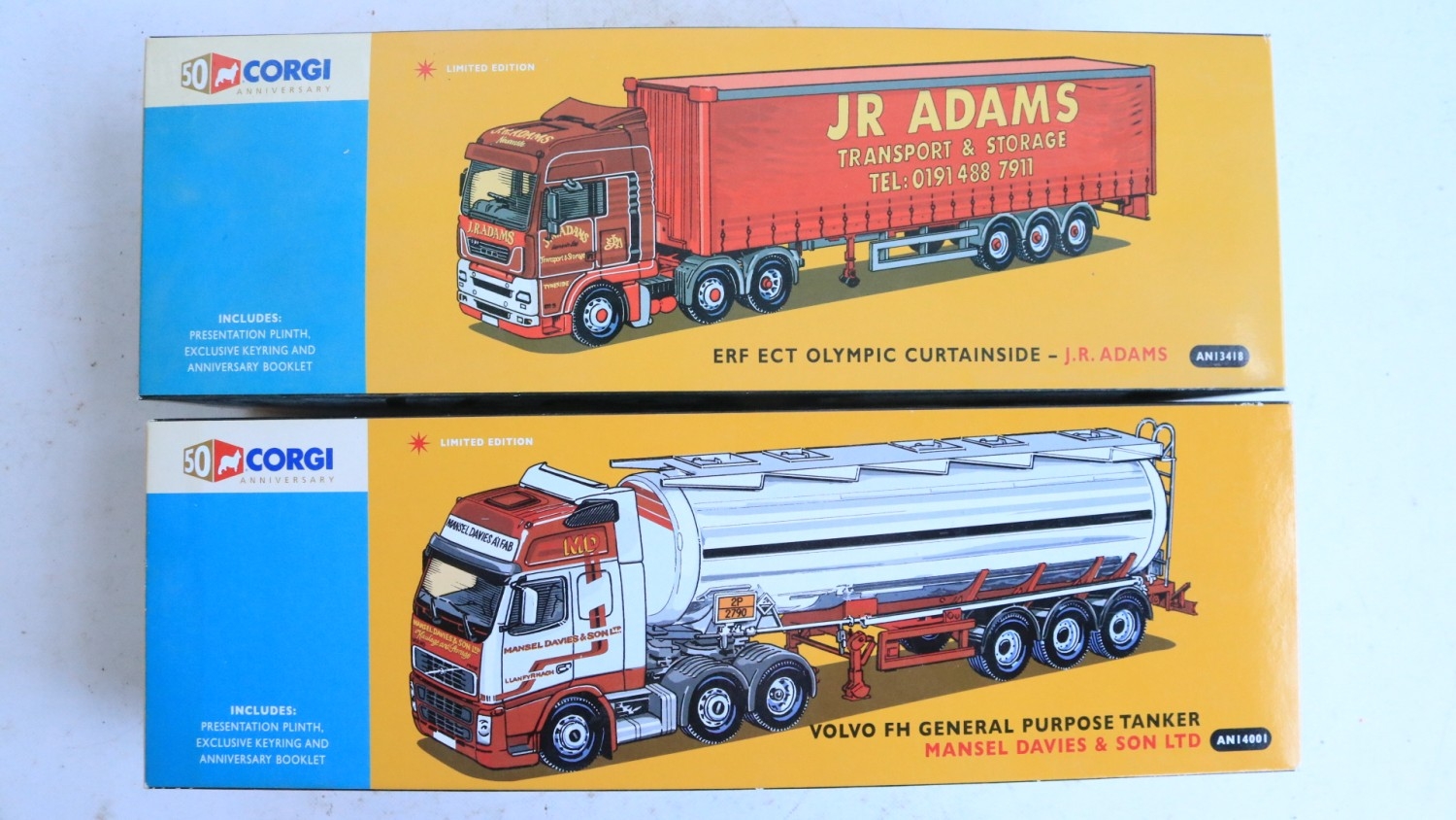 Two 1/50 scale Corgi 50th Anniversary diecast limited edition truck ...