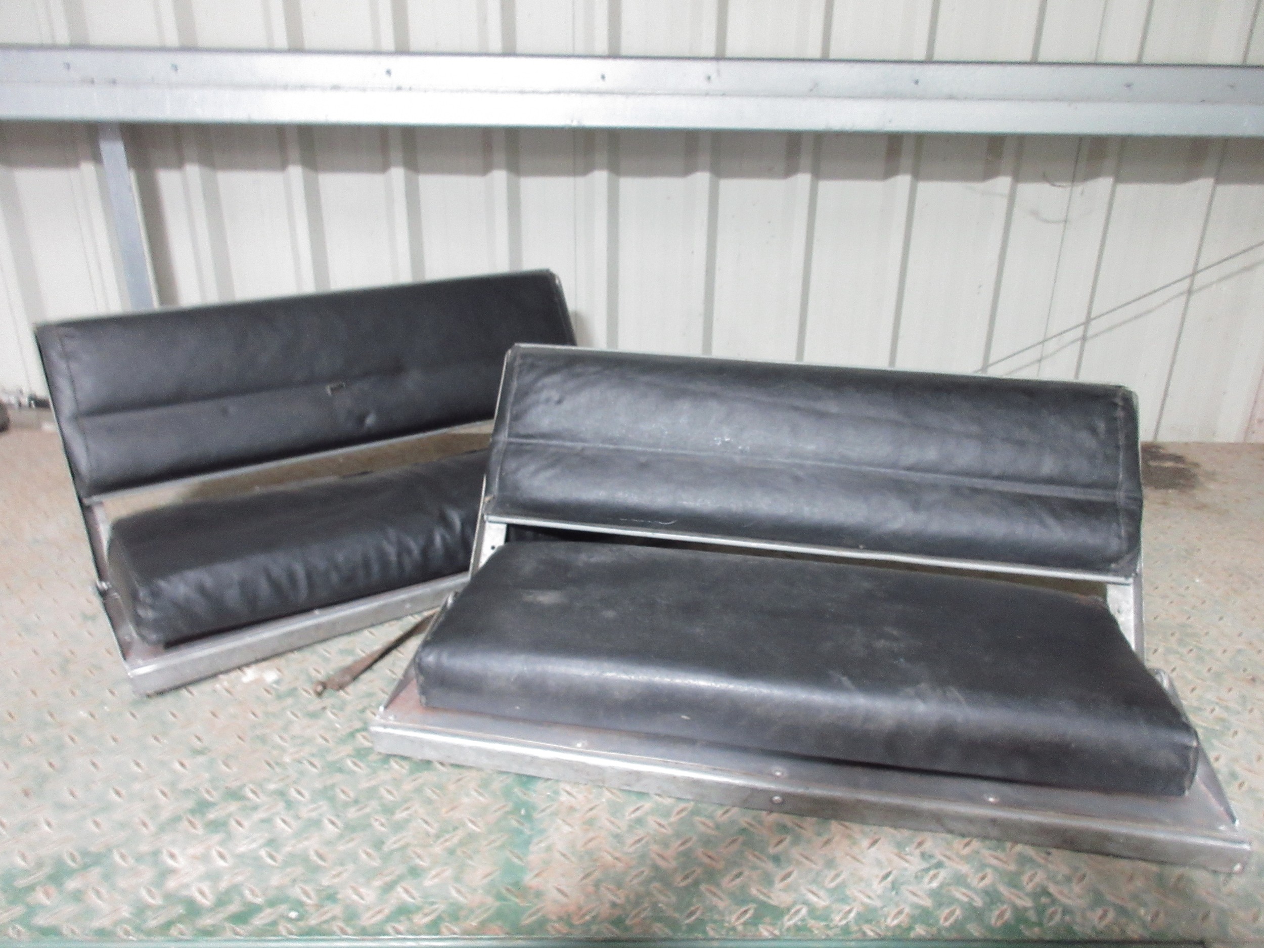 Pair of galvanised steel Land Rover-style folding bench seats with ...