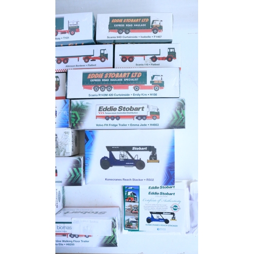 Thirty two 1/76 scale Eddie Stobart themed diecast model trucks and ...