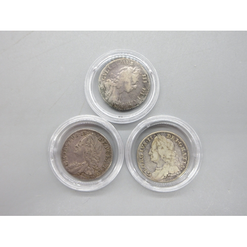 59 - William III 1697 Sixpence, George II 1757 and 1758 Sixpence (3)

Bradleys Shipping £23.00 plus vat (... 
