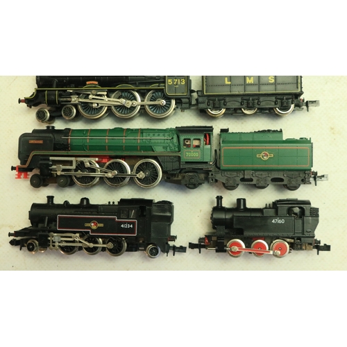 404 - Six boxed N gauge electric steam locomotive models from Hornby Minitrix, Rivarossi and Graham Farish... 