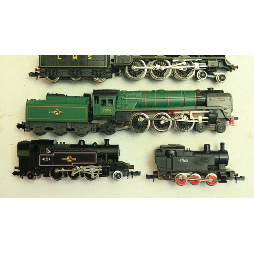 404 - Six boxed N gauge electric steam locomotive models from Hornby Minitrix, Rivarossi and Graham Farish... 