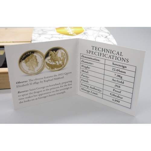 21 - The London Mint Office -2022 Proof Sovereign Lucrezia Delfini Signed 0129/4999 encapsulated in case ... 