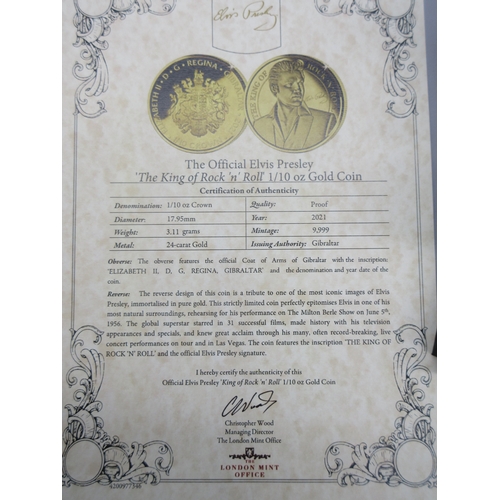 30 - The King of Rock 'n' Roll 1/10oz Crown (24ct) encapsulated in case with COA

Bradleys Shipping £28.0... 