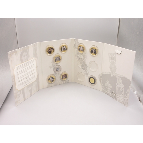 29 - The London Mint Office - Her Majesty A Life in Pictures 12 coin set (incomplete) cont. 9 plated coin... 