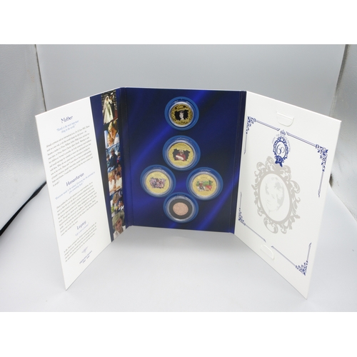 31 - The London Mint Office - Diana the Peoples Princess 5 coin set encapsulated to inc. 9ct 8g coin, all... 