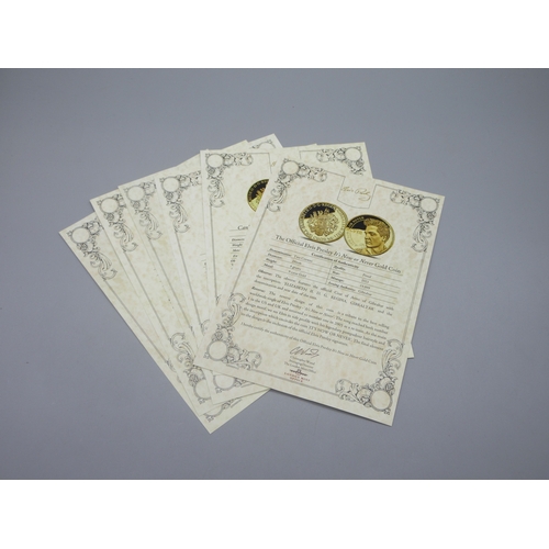 32 - The London Mint Office - The King of Rock N Roll Elvis Presley 7 coin set to inc. 9ct 8g coin, all e... 