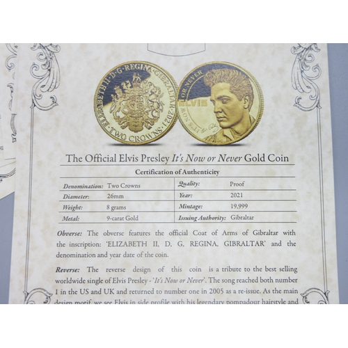 32 - The London Mint Office - The King of Rock N Roll Elvis Presley 7 coin set to inc. 9ct 8g coin, all e... 