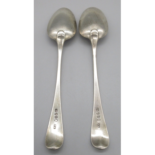 Pair of George III silver monogrammed serving spoons by William ...