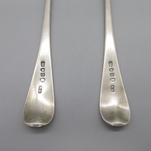 Pair of George III silver monogrammed serving spoons by William ...