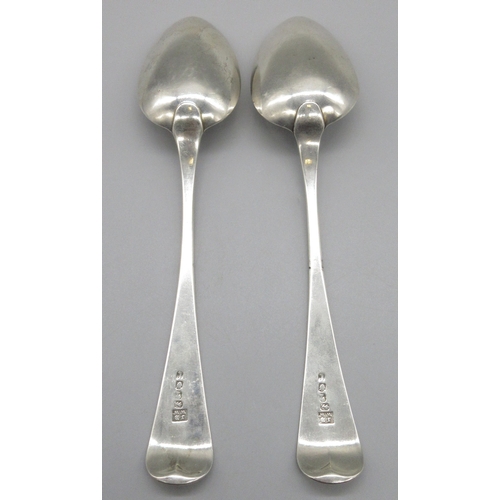 Pair of George III silver monogrammed serving spoons possibly by Josiah ...