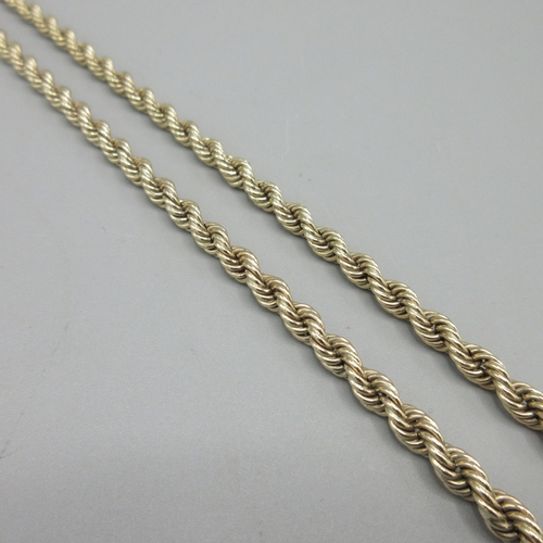 1007 - 9ct yellow gold rope twist chain necklace, stamped 375, L72cm, 57.2g

Bradleys shipping £23.00 plus ... 