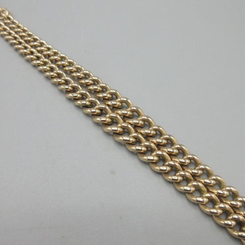 1005 - 9ct rose gold T-bar albert chain with two dog clip clasps, stamped 375, L45cm, 68.2g

Bradleys shipp... 