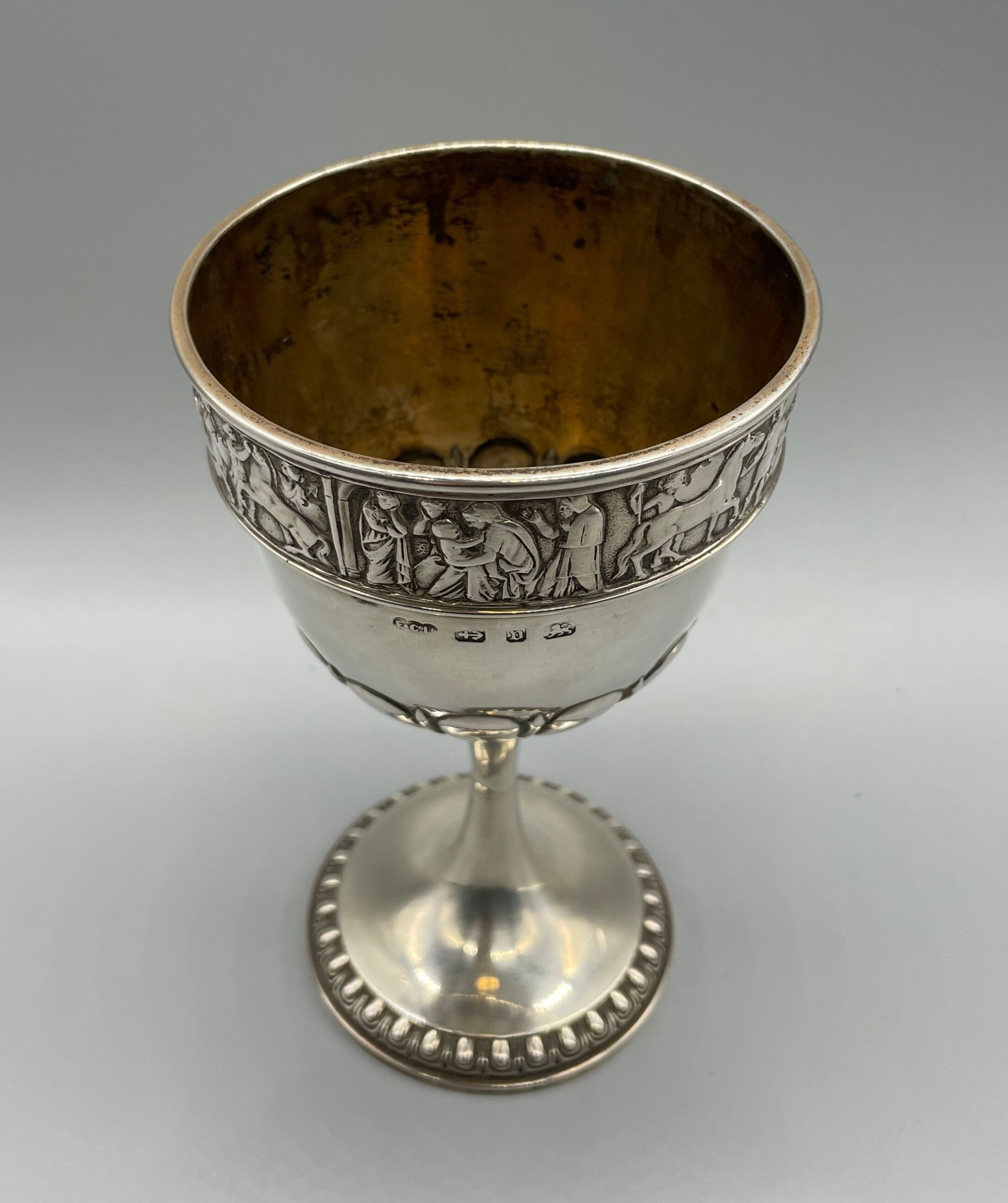 Victorian silver trophy goblet engraved 'Yorkshire Rifle Association ...