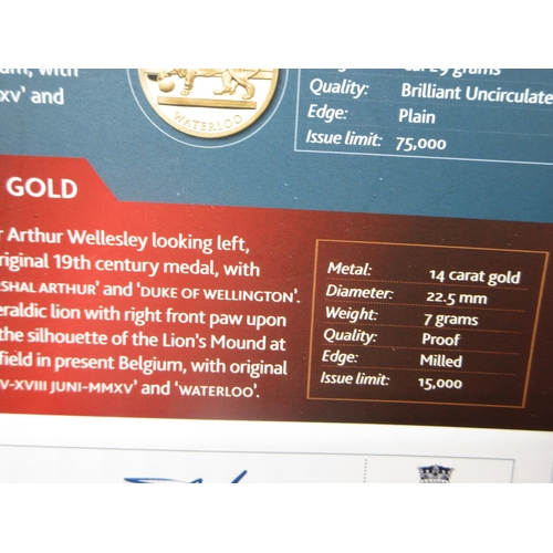 33 - Worcestershire Medal Service The Battle of Waterloo 1815-2015 6 coin set to inc. 14ct 7g coin and a ... 