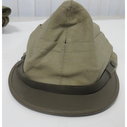 210 - Two British Army Field Service caps, USAF Garrison cap, German forage cap, Italian cotton peak cap(1... 