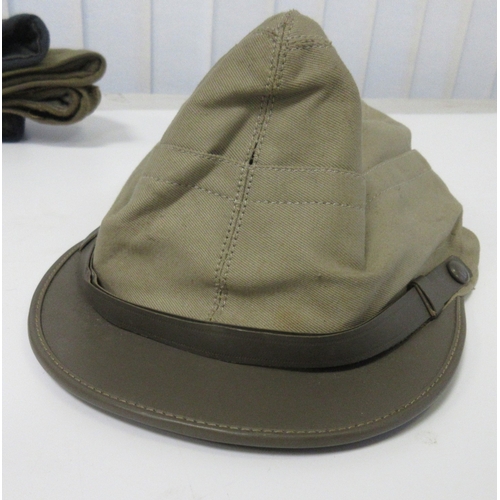 210 - Two British Army Field Service caps, USAF Garrison cap, German forage cap, Italian cotton peak cap(1... 